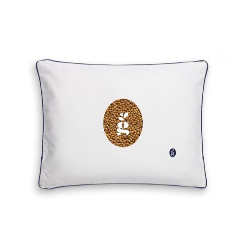PILLOW WITH MILLET HULLS - GAJA 30X40 CM - EMBROIDERY - NAVY BLUE