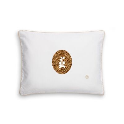 ALMOHADA CON CASCO DE MIJO - GAJA 30X40 CM - BORDADO - BEIGE