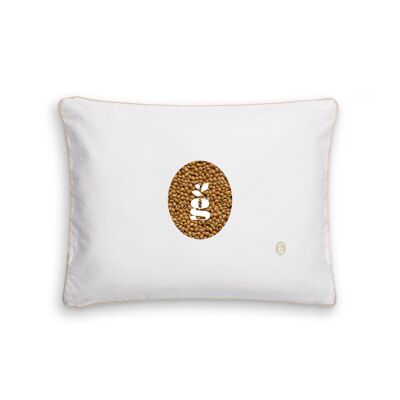 PILLOW WITH MILLET HULLS - GAJA 30X40 CM - EMBROIDERY - BEIGE