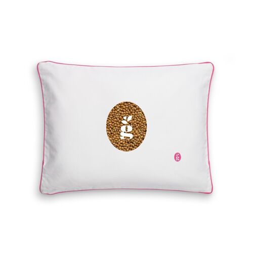 PILLOW WITH MILLET HULLS - GAJA 30X40 CM - EMBROIDERY - PINK