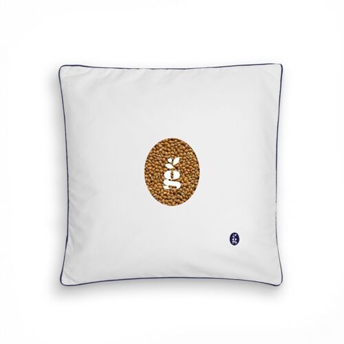 PILLOW WITH MILLET HULLS - JASKA 40X40 CM - EMBROIDERY - NAVY BLUE