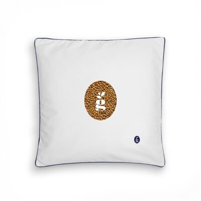 PILLOW WITH MILLET HULLS - JASKA 40X40 CM - EMBROIDERY - NAVY BLUE