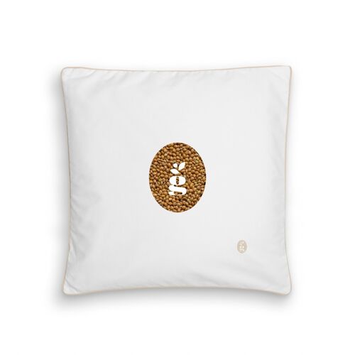 PILLOW WITH MILLET HULLS - JASKA 40X40 CM - EMBROIDERY - BEIGE