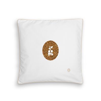 ALMOHADA CON CASCO DE MIJO - JASKA 40X40 CM - BORDADO - BEIGE