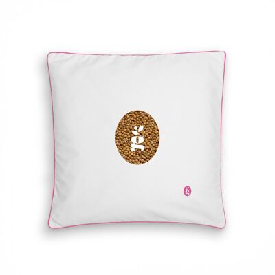 ALMOHADA CON CASCO DE MIJO - JASKA 40X40 CM - BORDADO - ROSA