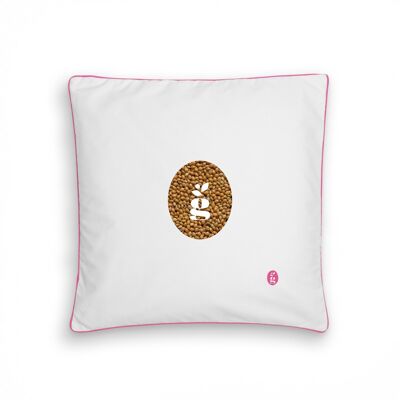 PILLOW WITH MILLET HULLS - JASKA 40X40 CM - EMBROIDERY - PINK