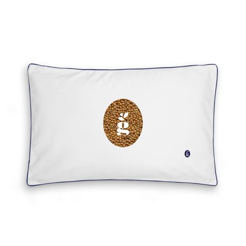 PILLOW WITH MILLET HULLS - JUNIOR 35X55 CM - EMBROIDERY - NAVY BLUE