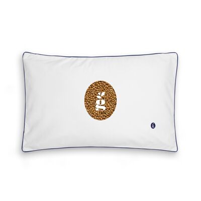 PILLOW WITH MILLET HULLS - JUNIOR 35X55 CM - EMBROIDERY - NAVY BLUE