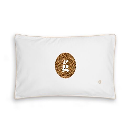 PILLOW WITH MILLET HULLS - JUNIOR 35X55 CM - EMBROIDERY - BEIGE