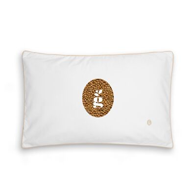 PILLOW WITH MILLET HULLS - JUNIOR 35X55 CM - EMBROIDERY - BEIGE