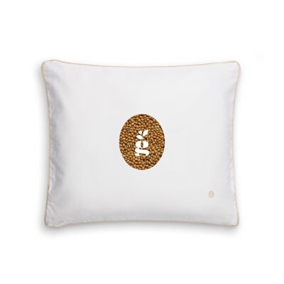 PILLOW WITH MILLET HULLS - RITA 50X60 CM - EMBROIDERY - BEIGE
