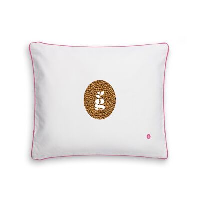 PILLOW WITH MILLET HULLS - RITA 50X60 CM - EMBROIDERY - PINK