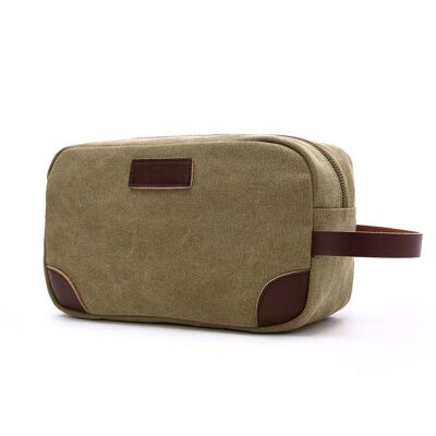 Toiletry bag unisex | canvas | leather | various colors | 24x10x14cm