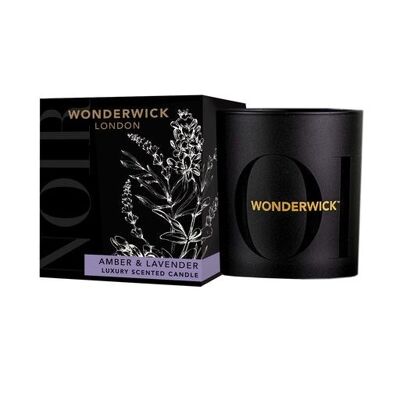 Wonderwick London - Noir - Vela de vidrio perfumada de ámbar y lavanda