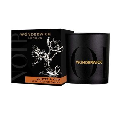 Wonderwick London - Noir - Candela in vetro profumato al vetiver e all'oud