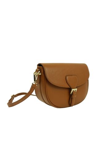 Sac bandoulière en cuir Valentina Camel 2