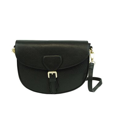 Valentina Leather Shoulder Bag Black