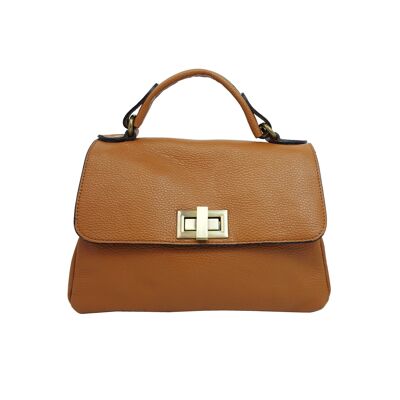 Ambre Camel leather flap handbag