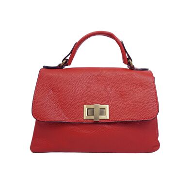 Handbag with leather flap Amber Red