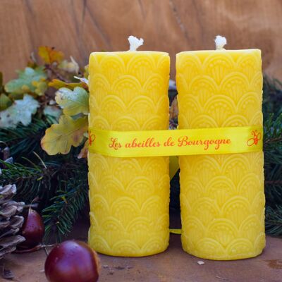 Set of 2 Cathedral candles, 100% beeswax