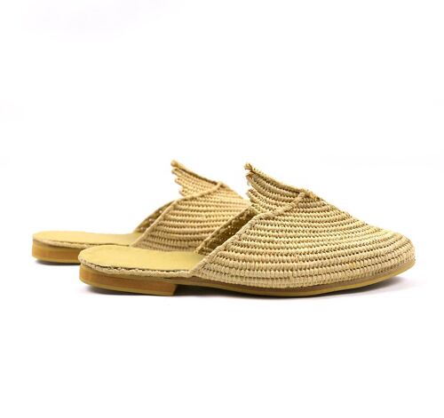 Beige Raffia Slippers