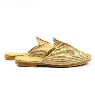 Beige Raffia-Hausschuhe