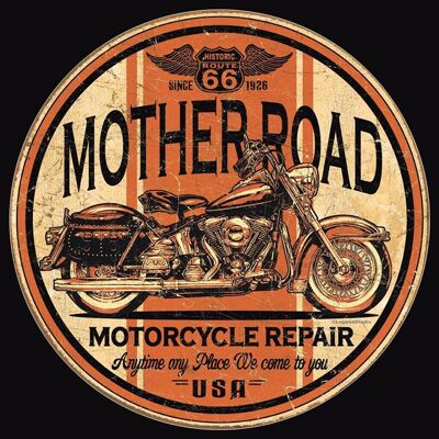 Plaque metal Mother Road motorcycle repair