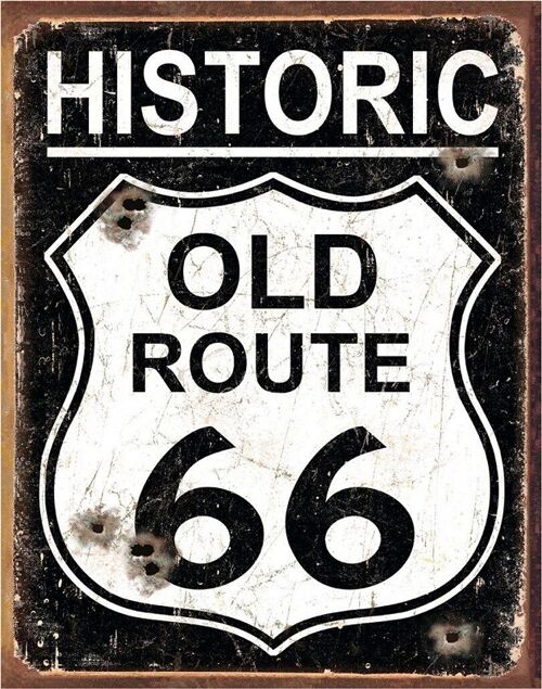 Plaque metal Historic Old Route 66 Vintage