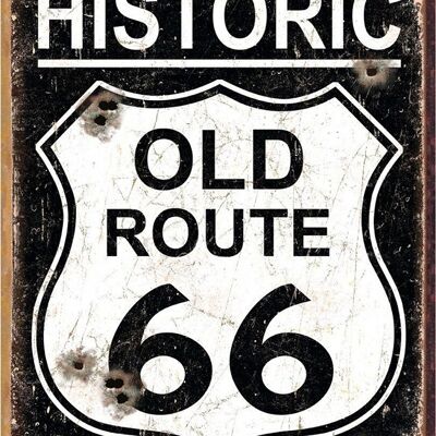 Plaque metal Historic Old Route 66 Vintage