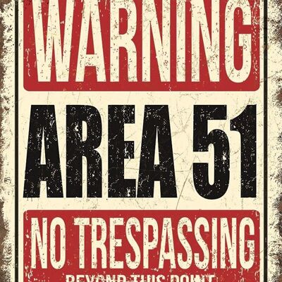 Plaque metal Area 51 - Warning