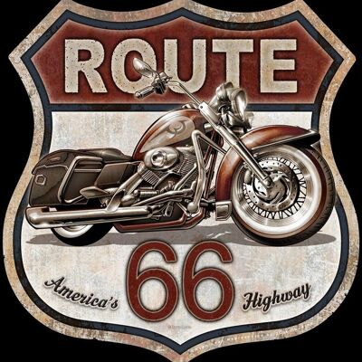 Metal plate Route 66 Bike