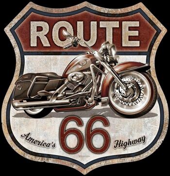 Plaque metal Route 66 Bike