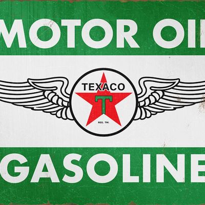 Plaque metal Motor oil TEXACO blanche et verte