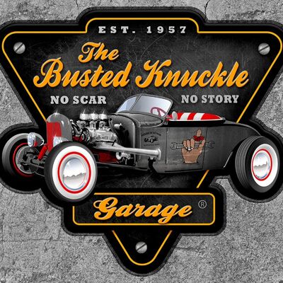 Placa de metal The Busted Knuckle Garage