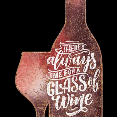 Metallplatte für Wein und Glas