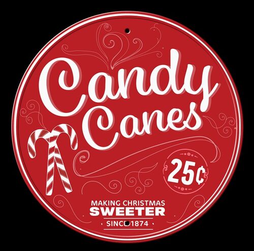 Plaque metal Candy Canes