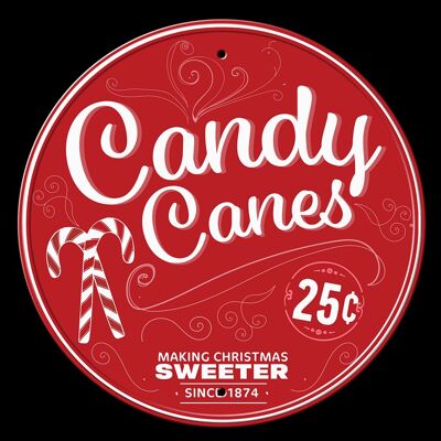 Plaque metal Candy Canes