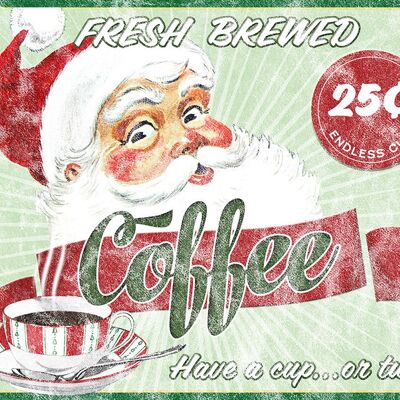 SANTA COFFEE metal sign