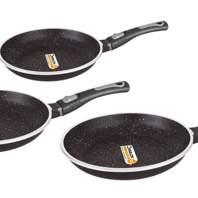 Set Of 3 Frying Pans With Detachable Sleeves 20 / 24 / 28 cm