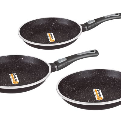 Set Of 3 Frying Pans With Detachable Sleeves 20 / 24 / 28 cm