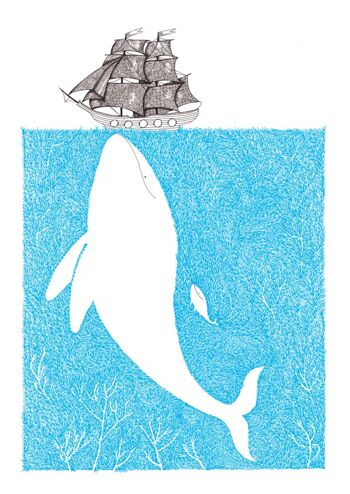 Grande Affiche BALEINE et son baleineau - made in France - beau papier 300 g