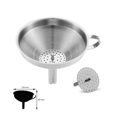 ST. STEEL FUNNEL WITH REMOVABLE STRAINER - 12 X 9 Cm