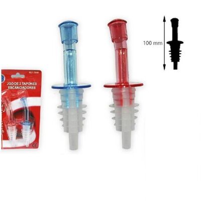 SET 2 X Bottle pourer, universal with plastic lid