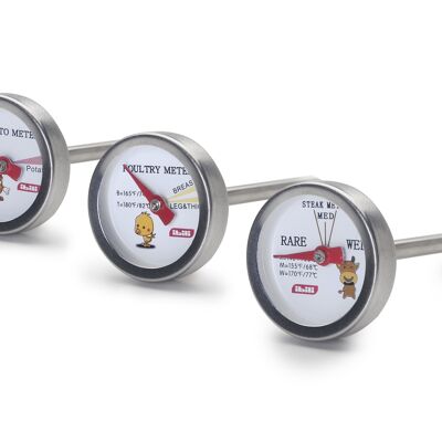 S/S  SET 3 OVEN THERMOMETERS (POTATO, MEAT, POULTRY)