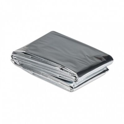 Emergency blanket made in shiny silver PET. Helps retain body heat. ( Open Blanket 130X208 CM )