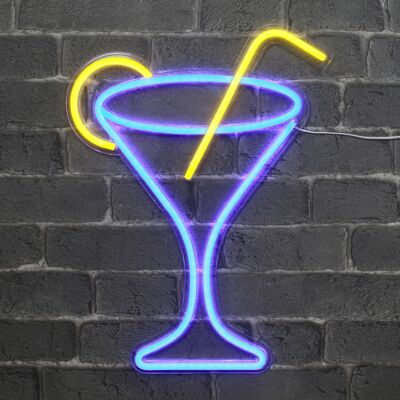 Néon Cocktail Bleu et Jaune 43cm