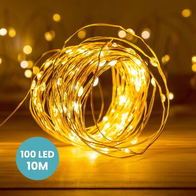 Guirnalda Oro 100 Micro LED Blanco Cálido 10M