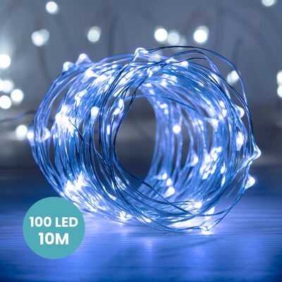 Girlande 10 M Silber 100 Micro kaltweiße LEDs
