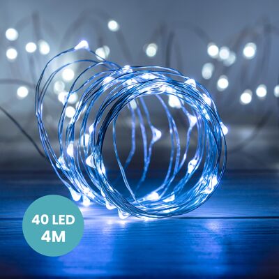 Girlande 40 Micro LED Silber Kaltweiß 4M