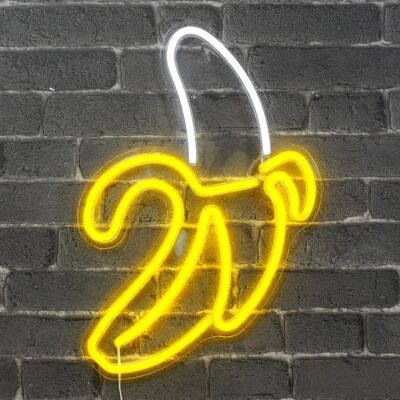 Weiße und gelbe Bananen-Neonlampe 47 cm